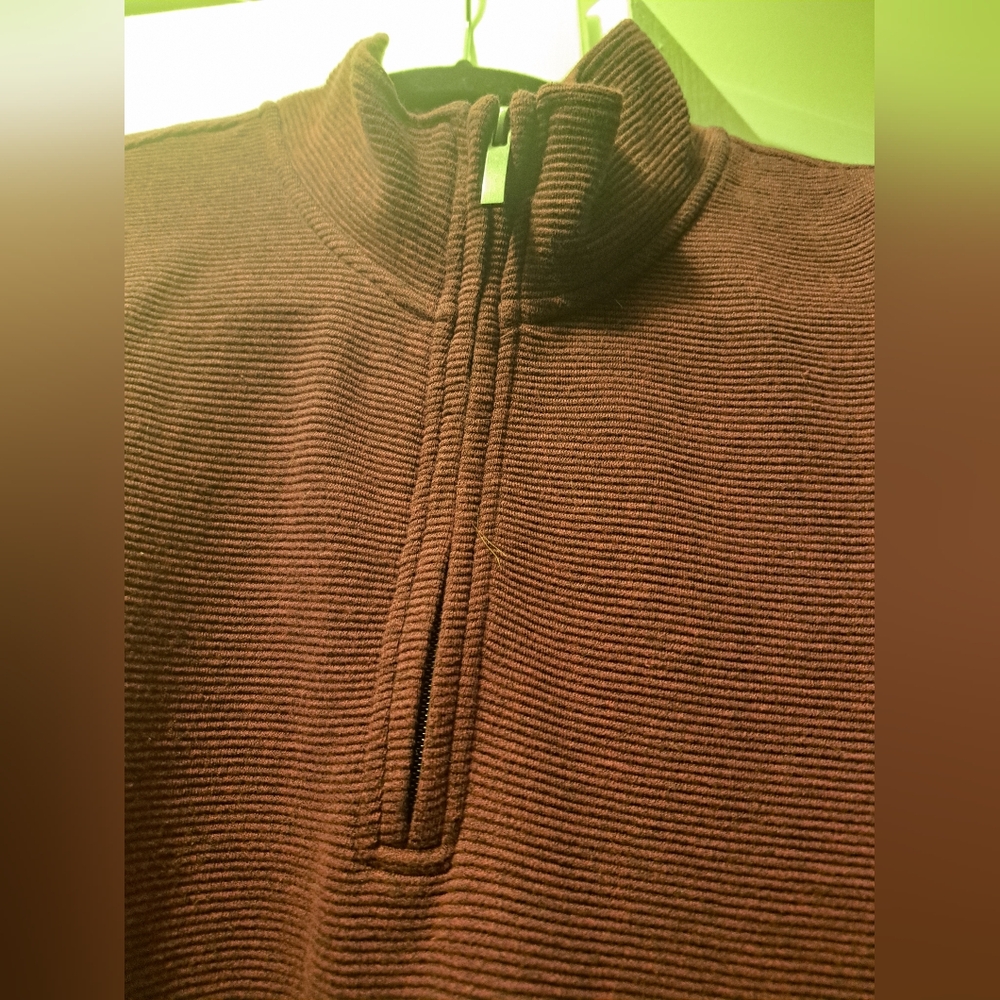 Men Burgundy Quarter-Zip Sweater - Picture 2 of 2